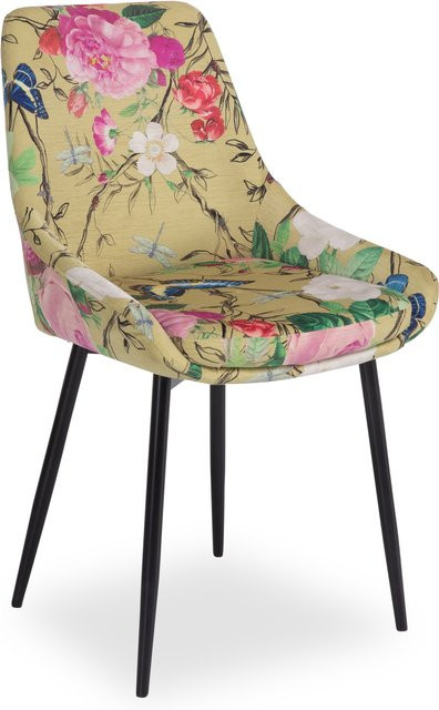 Kare Design Stuhl EASTSIDE FLOWER FEVER in Gelb Multicolour mit Samtbezug und Stahlgestell, B/T/H: 55 x 47 x 86 cm - Bild 1