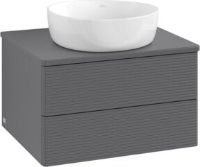 V&B Waschtischunterschrank Antao mit Frontstruktur in Anthrazit, B/T/H: 60 x 36 x 50 cm - Bild 1