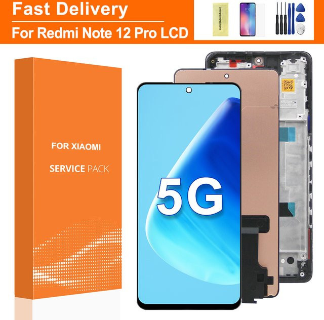 Xiaomi Redmi Note 12 Pro 5G OLED/TFT-Bildschirm mit Rahmen, LCD-Display und Touchscreen-Digitizer in Schwarz - Bild 1