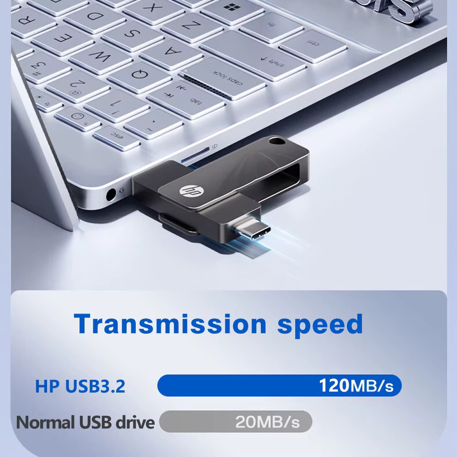 HP 762C Mini Metall USB-Stick USB 3.2 mit 64 GB Kapazität als 2-in-1 Flash-Laufwerk mit USB-C und USB-A Anschluss - Bild 3