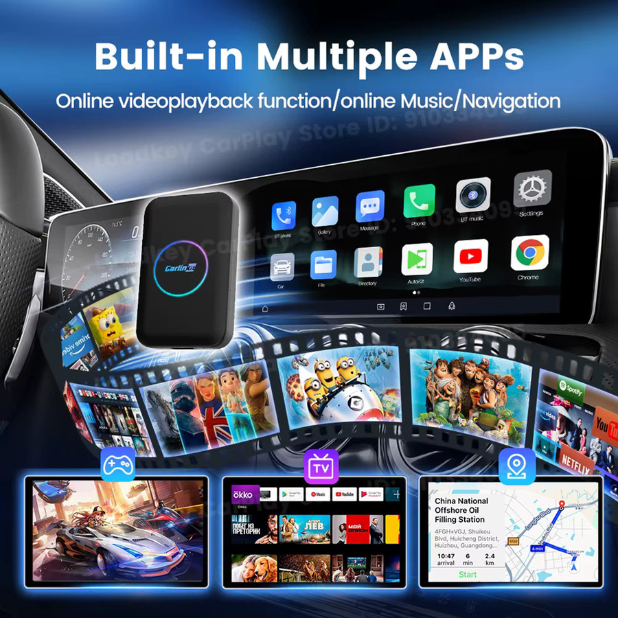 CarlinKit Android TV Box Wireless Adapter Lite in Schwarz mit CarPlay, Android Auto und HD Ausgang für IPTV, Youtube, Netflix und Spotify - Bild 4