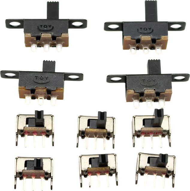 Micro Mini Schiebeschalter SPDT 1P2T in Schwarz, 2 Positionen, 3 Pin, On-Off, DIP Panel Mount für Arduino PCB Projekt DIY, 50V 0,5A - Bild 1