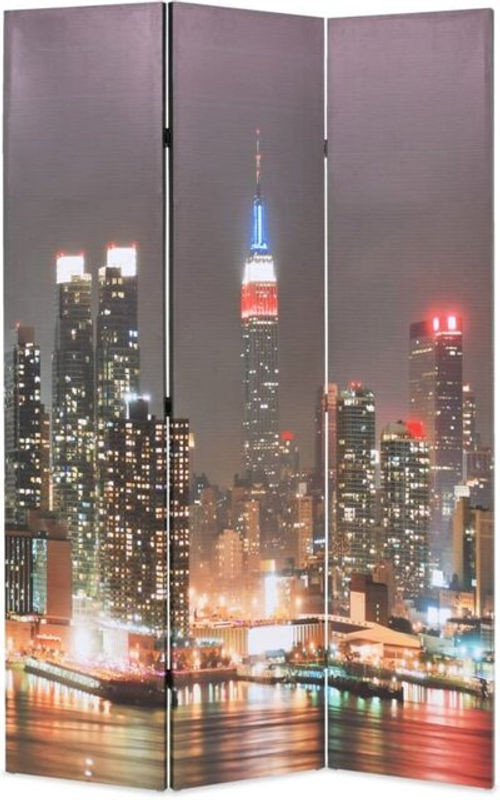 Klappbarer Raumteiler New York Bei Nacht von vidaxl, modern, mehrfarbig, B/H: 120 x 170 cm - Bild 1