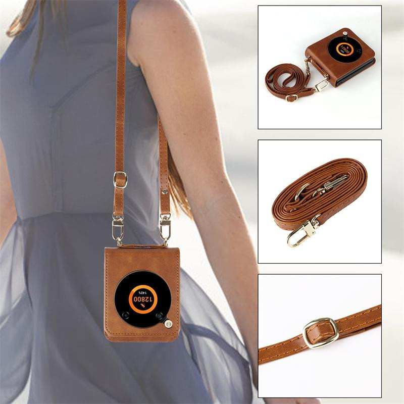 Leder Handyhülle für ZTE Nubia Flip 5G als Brieftaschen Hülle mit Lanyard und Kartenhalter in Braun - Bild 2