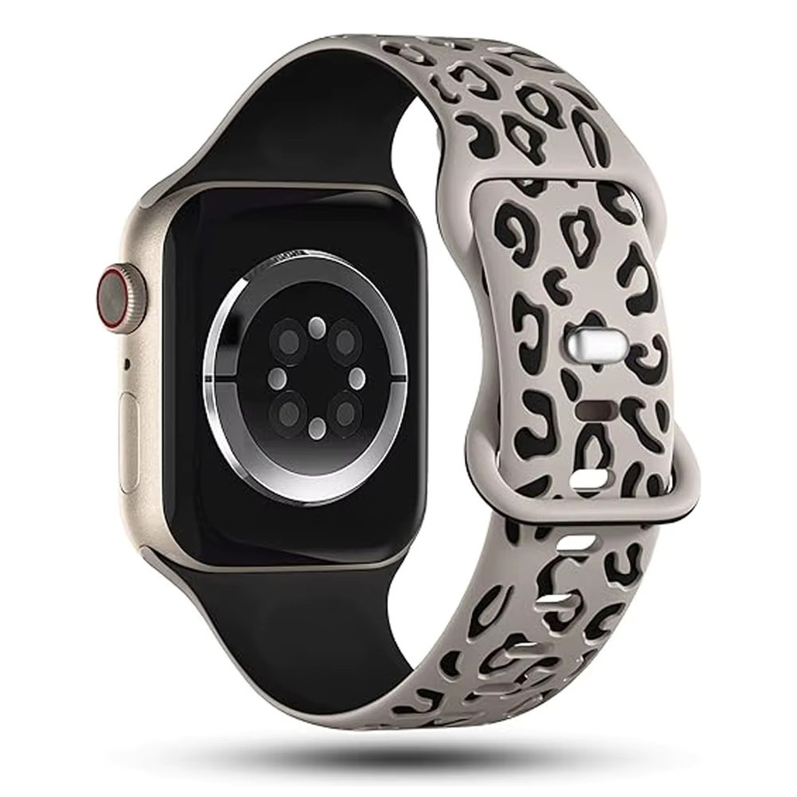Uhrenarmband Silikon, Leopardenmuster, Schwarz, Unisex - Bild 1
