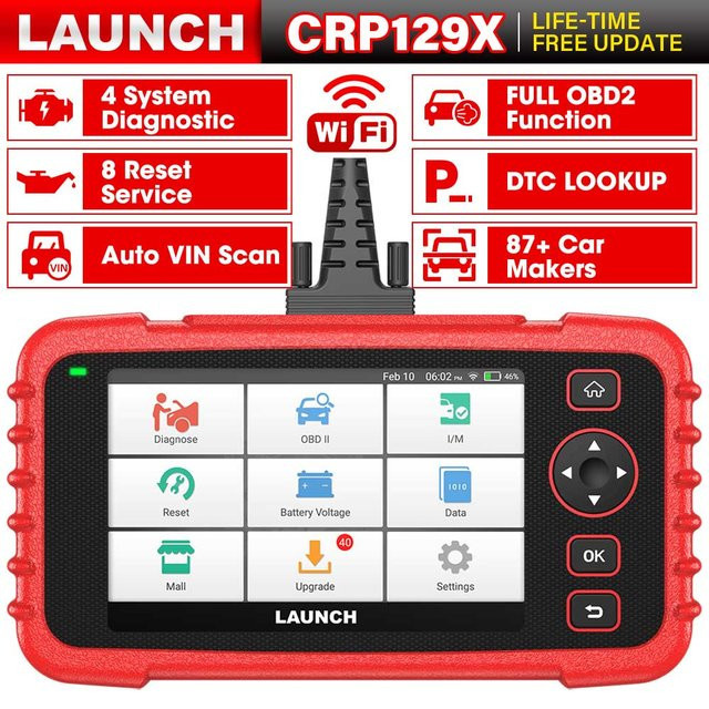 LAUNCH CRP129X OBD2 Diagnosewerkzeug Automotive Scanner für Vier-System-Diagnose in Rot - Bild 1
