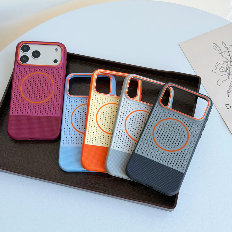 Wärmeableitende Mesh-Handyhülle mit MagSafe Magnet für Apple iPhone 17 16 15 14 13 12 Pro Max Plus Air in Schwarz, Grau und Multicolour - Bild 1