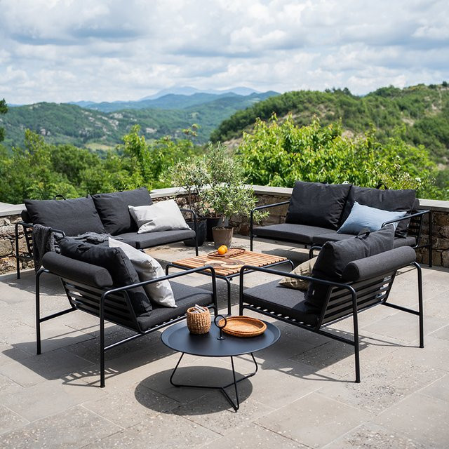 Houe AVON Char Loungeset 6-tellig in Grau und Schwarz mit Loungetisch und Beistelltisch aus pulverbeschichtetem Stahl - Bild 1