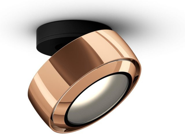 Occhio Più R alto VOLT LED-Deckenstrahler mit Rose Gold Glas-Cone und schwarzer Aufbaudose, Warmweiß 3000K - Bild 1
