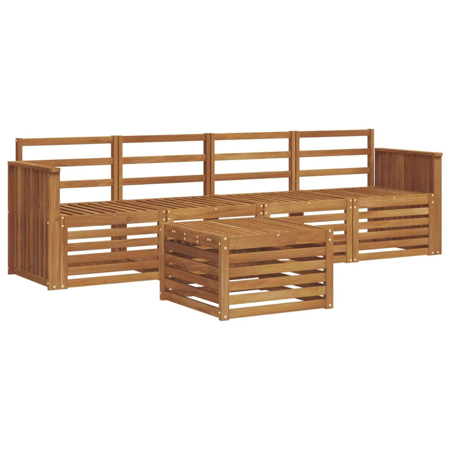vidaXL Gartenmöbel Set 5-teilig aus Akazienmassivholz in Braun mit beigen Polstern - Bild 2