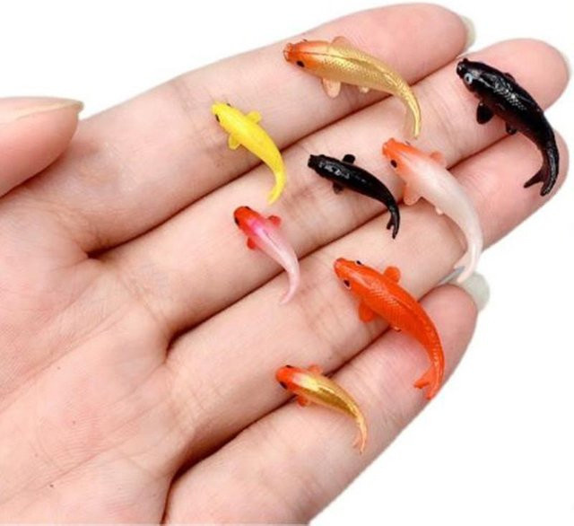 5er Set YEJET-Home Mini Koi Fische aus Harz in Beige für Garten, Pool und Aquarium zur Mikrolandschaft-Dekoration, Größe: 1,7 cm - Bild 1