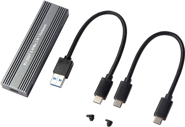 TOMTOP JMS M.2 SSD-Gehäuse Dual Protocol NVMe PCIe NGFF SATA Adapter auf USB Typ C 3.1 Schwarz - Bild 1