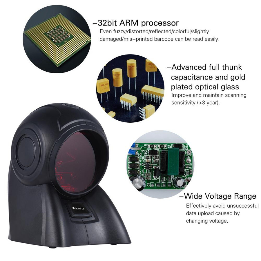 Aibecy Omnidirektionaler 1D USB-Orbit-Barcode-Scanner in Schwarz mit 20-Zeilen-Scan und 1800 t/s Geschwindigkeit - Bild 6