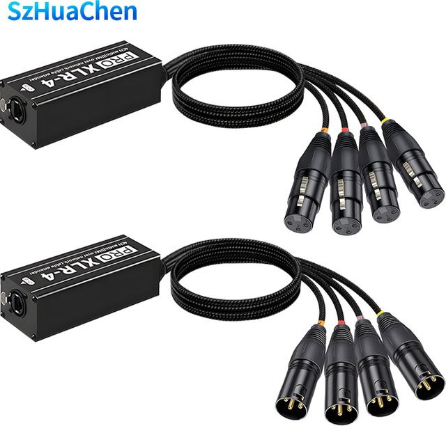 TITAK Multi-Netzwerk-Empfängerkabel CAT5e mit RJ45 und abgeschirmtem 4-Kanal-3-Pin-XLR-Stecker/Buchse, Schwarz - Bild 1