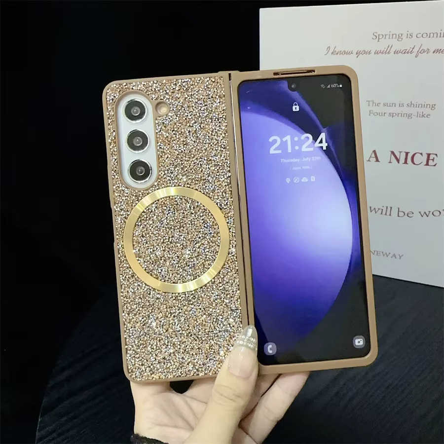 Stoßfeste Glitzer Magnet Ladehülle für Samsung Galaxy Z Flip6 Z Fold6 5G in Purple - Bild 4