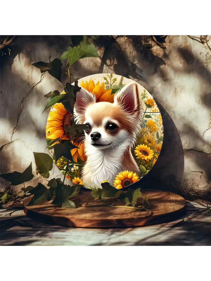 Rundes Metallschild mit Chihuahua-Hund von Potdemiel, Durchmesser: 20,3 cm - Bild 6