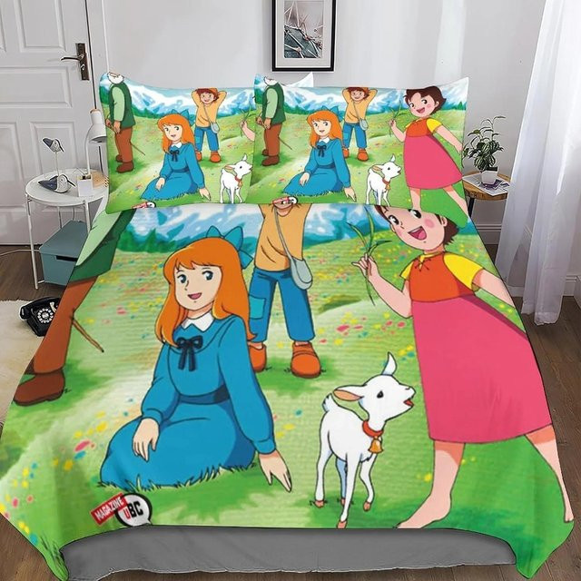 Heidi Bettwäsche-Set aus Mikrofaser mit Motiv Das Mädchen aus den Alpen, Queen Size, Mehrfarbig, B/H: 210 x 210 cm - Bild 1