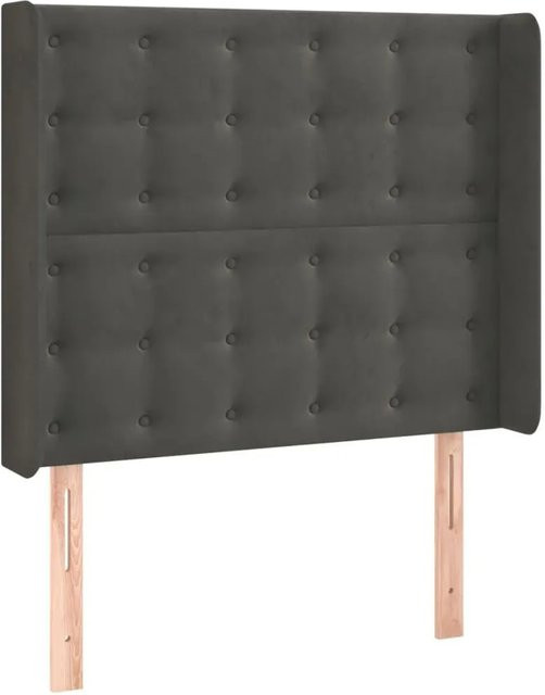 vidaXL LED Kopfteil aus Samt in Dunkelgrau mit USB-Ladeport und integrierter Beleuchtung B: 83 cm, T: 16 cm, H: 118-128 cm - Bild 1