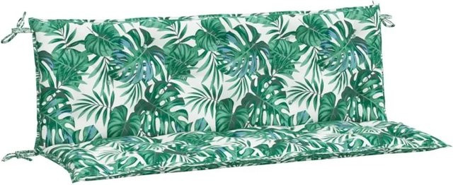 vidaXL Gartenbank-Auflagen 2er-Set mit Blattmuster aus wasserabweisendem Oxford-Gewebe, B/T/H: 150 x 50 x 7 cm - Bild 1