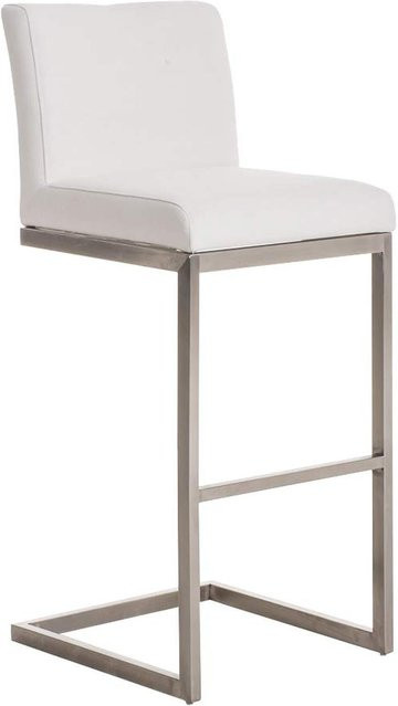 TPFLiving Barhocker Paragon mit Edelstahlgestell und Stoffbezug in Weiß, H: 104,0 cm, B: 42,0 cm, T: 48,0 cm - Bild 1