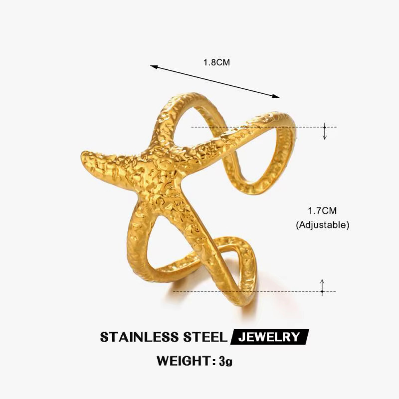 Offener Ring Edelstahl, Gold, Stern, Damen - Bild 2