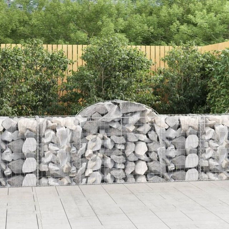 Vidaxl Gabionen mit Hochbogen 25 Stück aus verzinktem Eisen in Silber, B/T/H: 200 x 50 x 80/100 cm - Bild 1