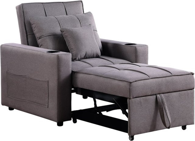 HTI-Living Schlafsessel Maritta in Grau mit Leinenstoff und Karosteppung - Bild 1