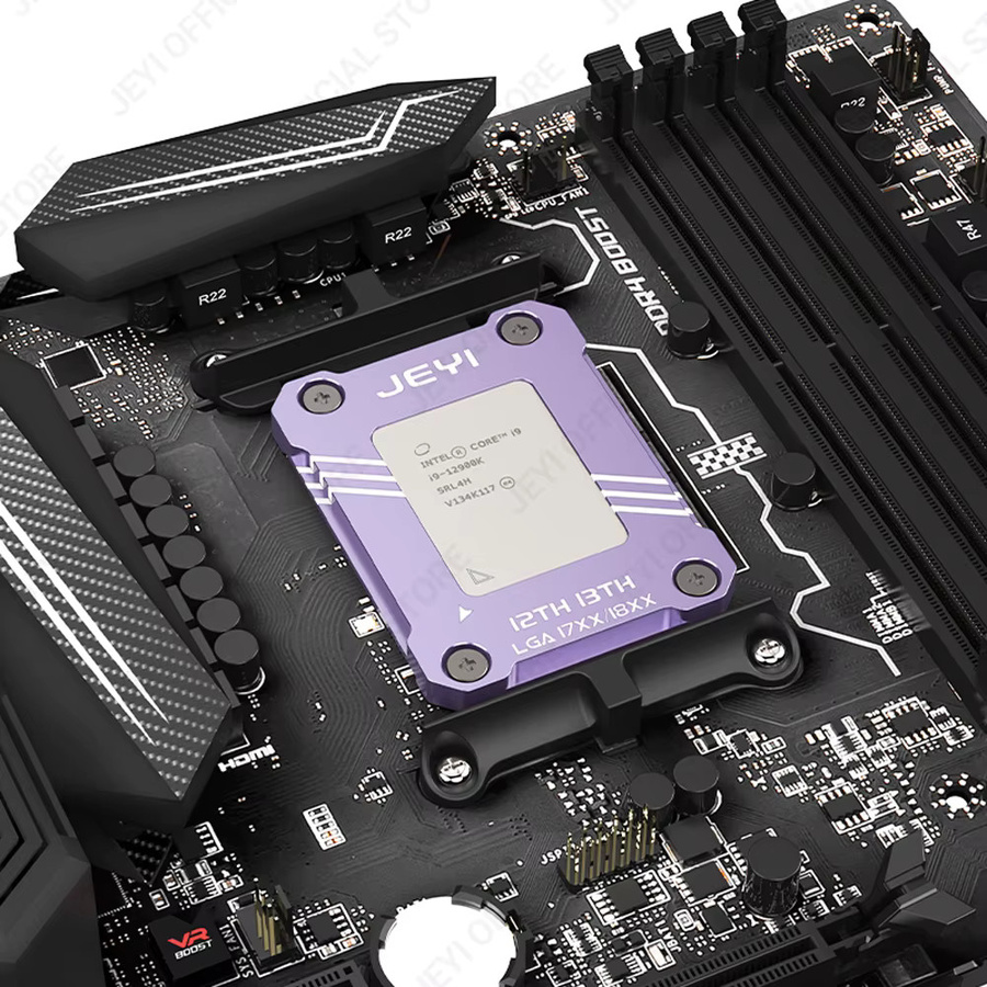 JEYI CPU-Biegekorrekturrahmen für Intel LGA-17XX 18XX Sockel der 12. und 13. Generation aus Aluminium in Lila - Bild 4