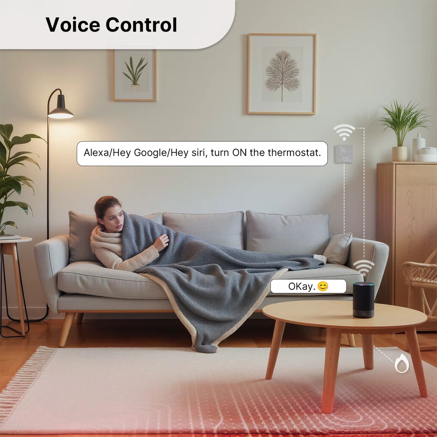 MOES Smart Thermostat mit Tuya WiFi und Matter Unterstützung, Temperaturregler für elektrische Heizungen und Wasserkocher, kompatibel mit Alexa, Google Home und Apple SmartThings, Weiß - Bild 2