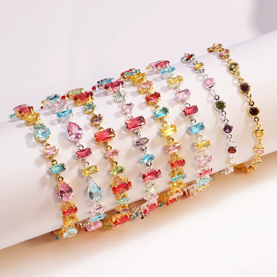 YUYAN Armband, Bunt, Zirkonia, Kristall, Messing, Damen - Bild 1