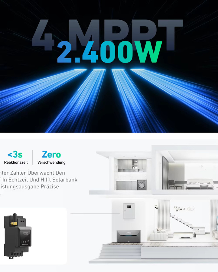Anker SOLIX Solarbank 2 E1600 PRO Balkon-Powerstation mit 1600Wh Kapazität, 2400W Leistung, 4 MPPT und integriertem Wechselrichter, LiFePO4 Speicher erweiterbar auf 9,6kWh - Bild 4