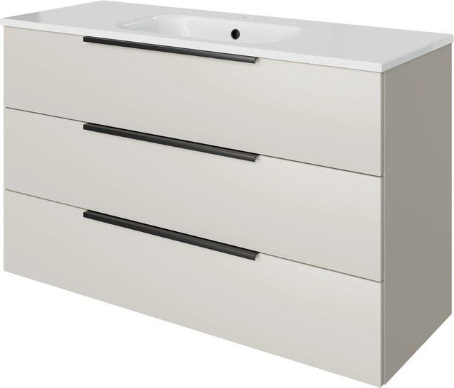 Pelipal Badmöbel-Set Quantum 07 in Kaschmir Matt mit Mineralmarmor-Waschtisch und Waschtischunterschrank, Breite: 121 cm, Höhe: 46 cm, Tiefe: 72 cm - Bild 1