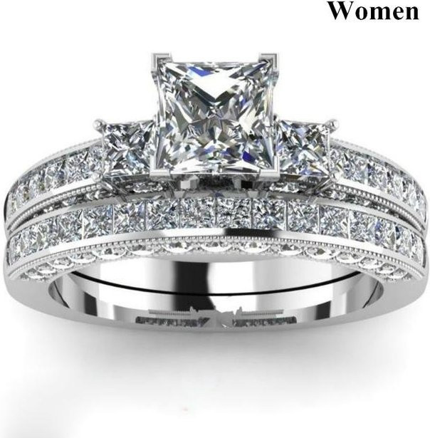 YIRAN Jewelry Ringe Set, Edelstahl, Zirkonia, Damen, Silber - Bild 1