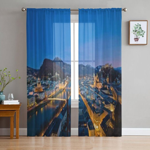 Super Six Transparent Vorhang mit Salzburg Stadtmotiv in Grau, Breite: 135 cm, Höhe: 114 cm - Bild 1