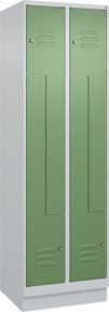 C+P Z-Spind Classic PLUS mit Sockel, 4 Fächer, Zylinderschloss, Farbe: Grau/Grün, H x B x T: 195 x 60 x 50 cm - Bild 1