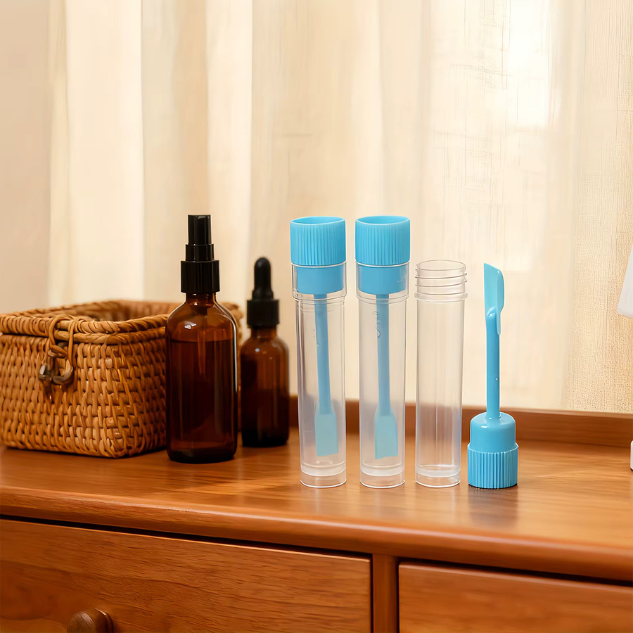 Transparente Plastikprobenflasche mit Löffel für Laborproben und Tierkot, 5 ml - Bild 3