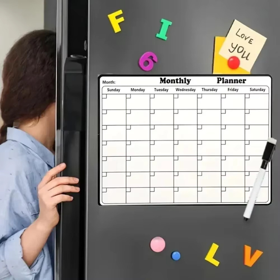 Multifunktionaler magnetischer Kühlschrankplaner als trocken abwischbarer Kalender in Weiß - Bild 3
