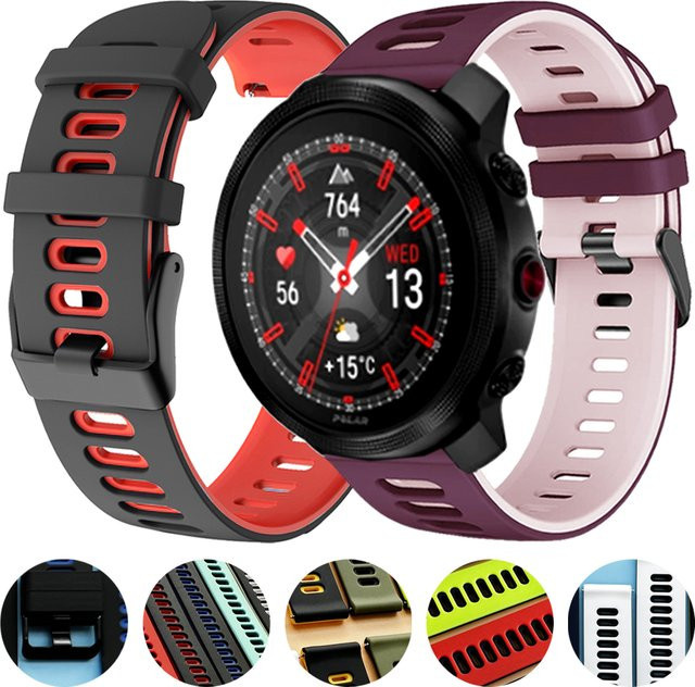 Polar Uhrenarmband Silikon, 20/22mm, Schwarz - Bild 1