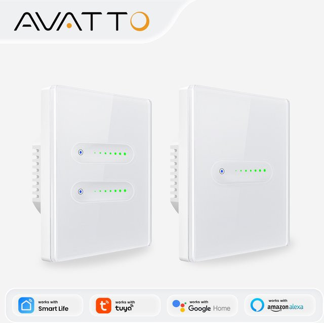 AVATTO WLAN Smart Dimmer-Schalter in Weiß mit Touch-Panel, 1/2-fach EU Dimmer-Lichtschalter mit prozentualer Einstellung, kompatibel mit Tuya, Amazon Alexa und Google Home - Bild 1
