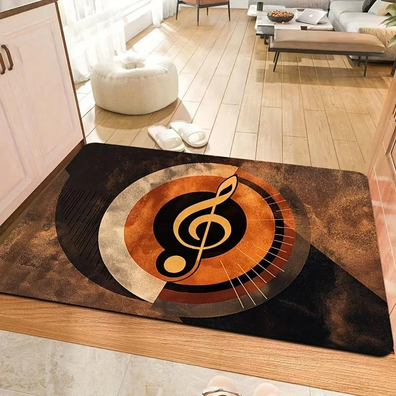 Lodestar Vintage Faux Schaffell Fußmatte mit Musiknoten in Braun, B/H: 60 x 40 cm, Höhe: 1 cm - Bild 3