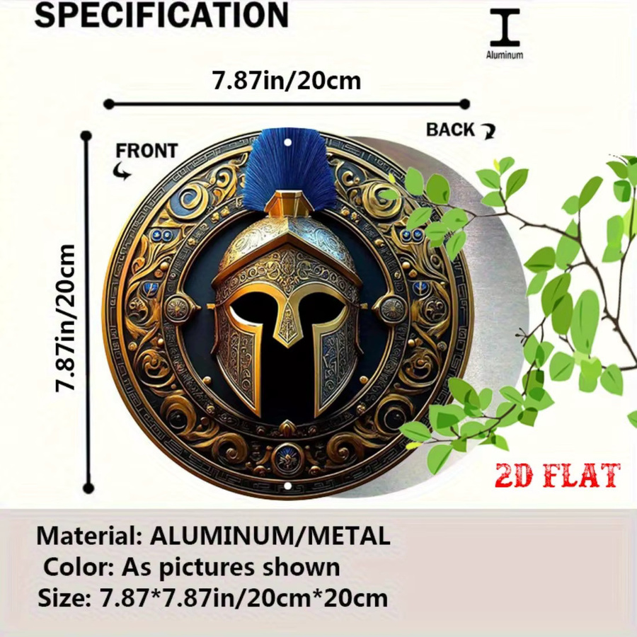 CIFBUY Blue Feather Warrior Helm Wandkunst aus Metall, Vintage Abstract Deko-Schild, B/H: 20 x 20 cm - Bild 4