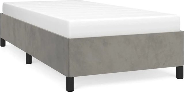 vidaXL Bettgestell aus Samt in Hellgrau, B/T/H: 90 x 200 x 35 cm - Bild 1