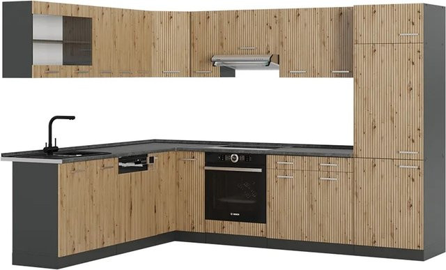 Vicco R-Line Eckküche Artisan Eiche/Anthrazit B: 227 cm, B: 287 cm - Bild 1