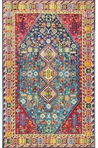 Karpetti Boho Teppich für Wohnzimmer und Schlafzimmer, geometrisches Design, waschbar und rutschfest, B/T: 200 x 300 cm, Mehrfarbig - Bild 1