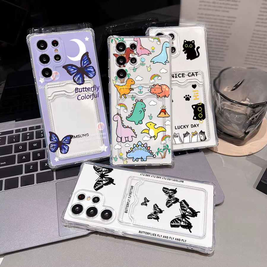 Transparente Samsung Handyhülle mit Tierhülle und Kartenhalter aus weichem TPU für verschiedene Samsung Galaxy Modelle - Bild 4