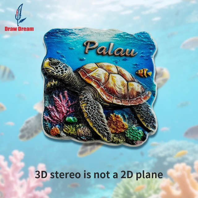 Kreativer 3D Stereoskopischer Kühlschrankmagnet Palau Unterwasser-Schildkröte als Reise-Souvenir und Heimdekoration in Multicolour - Bild 1