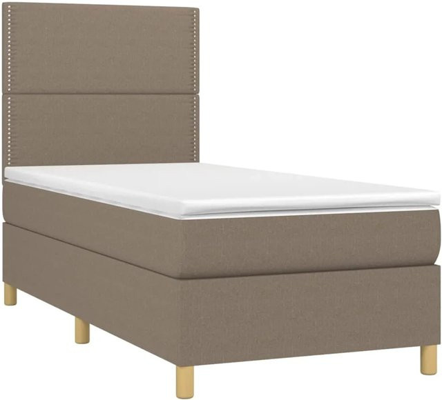 vidaXL Hybrid-Boxspringbett mit Matratze und LED-Unterbettbeleuchtung in Beige, B/T/H: 90 x 190 x 118 cm - Bild 1