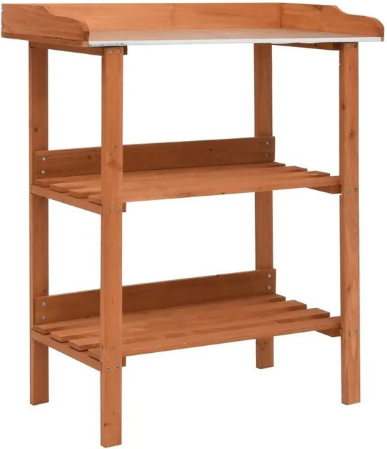 vidaXL Pflanztisch aus Tannenholz in Braun mit verzinktem Blech, B/T/H: 76 x 37 x 89 cm - Bild 1