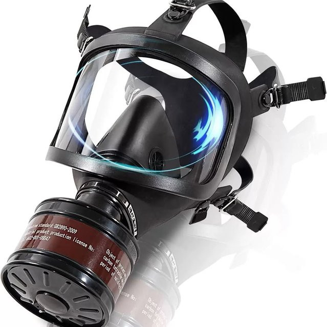 Great Vision Gasmaske Schwarze Selbstansaugende Vollgesichtsschutz-Filtermaske für Brandbekämpfung und Schutz vor Rauch und Giftstoffen - Bild 1