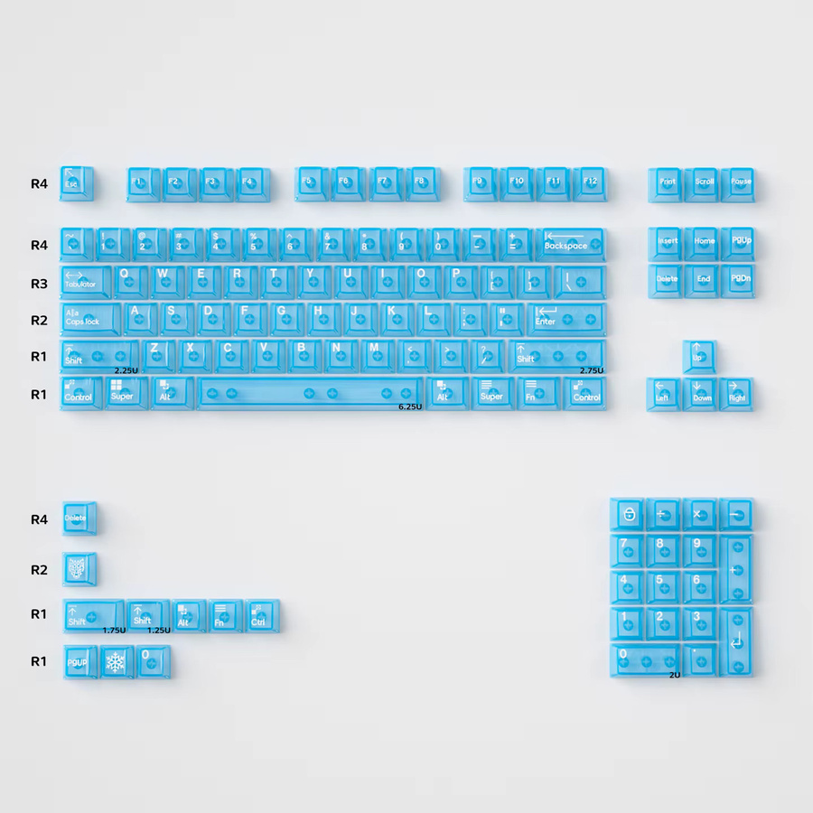 Venit Keys Cherry Profile Tastenkappen aus PC in Blau Transparent für mechanische Tastaturen mit Cherry MX-Schaltern und RGB-Hintergrundbeleuchtung - Bild 6